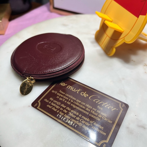 Cartier Burgundy Leather Coin Purse EUC - Picture 3 of 9